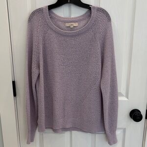 LOFT Women's Lightweight Wool Purple Crew Neck Sweater